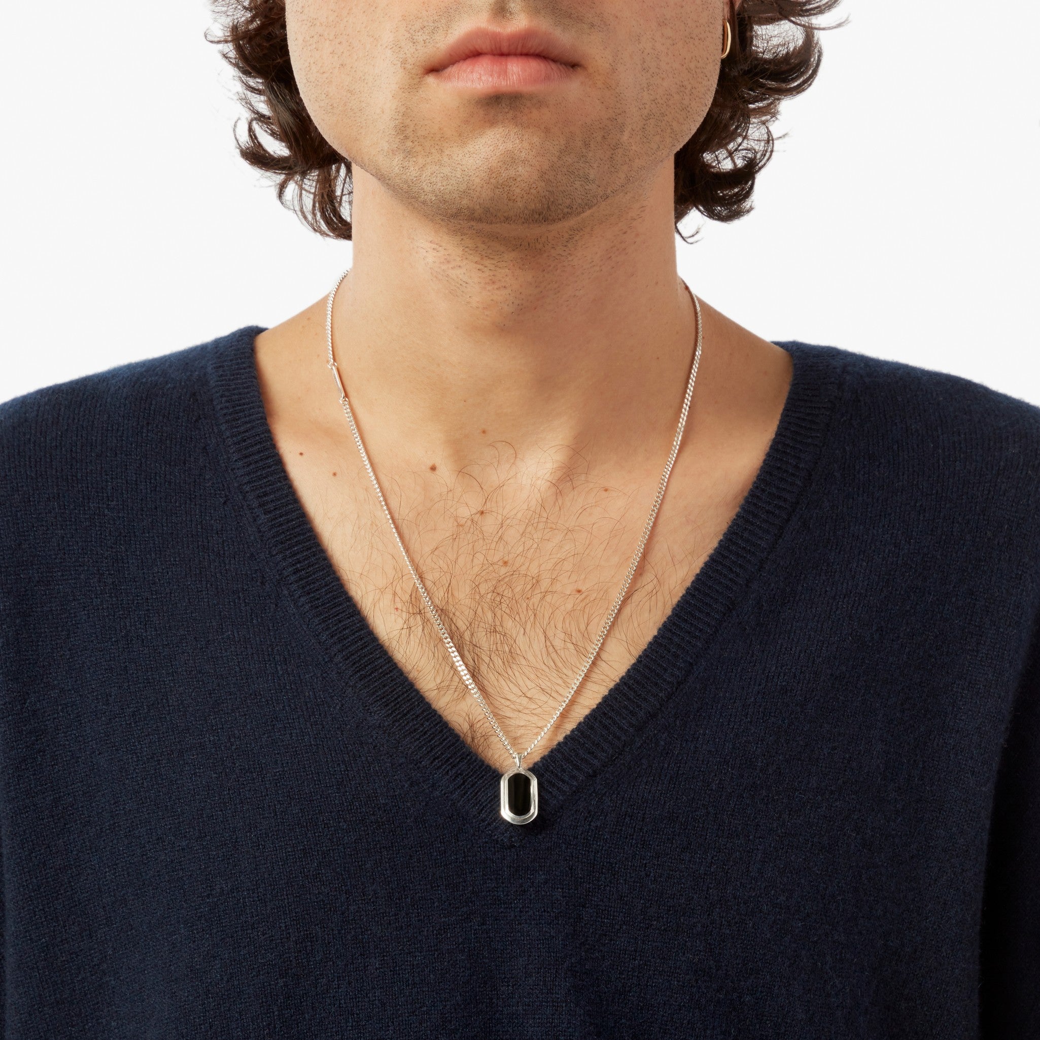 21mm Onyx Tag Necklace - Sterling Silver - Image 2