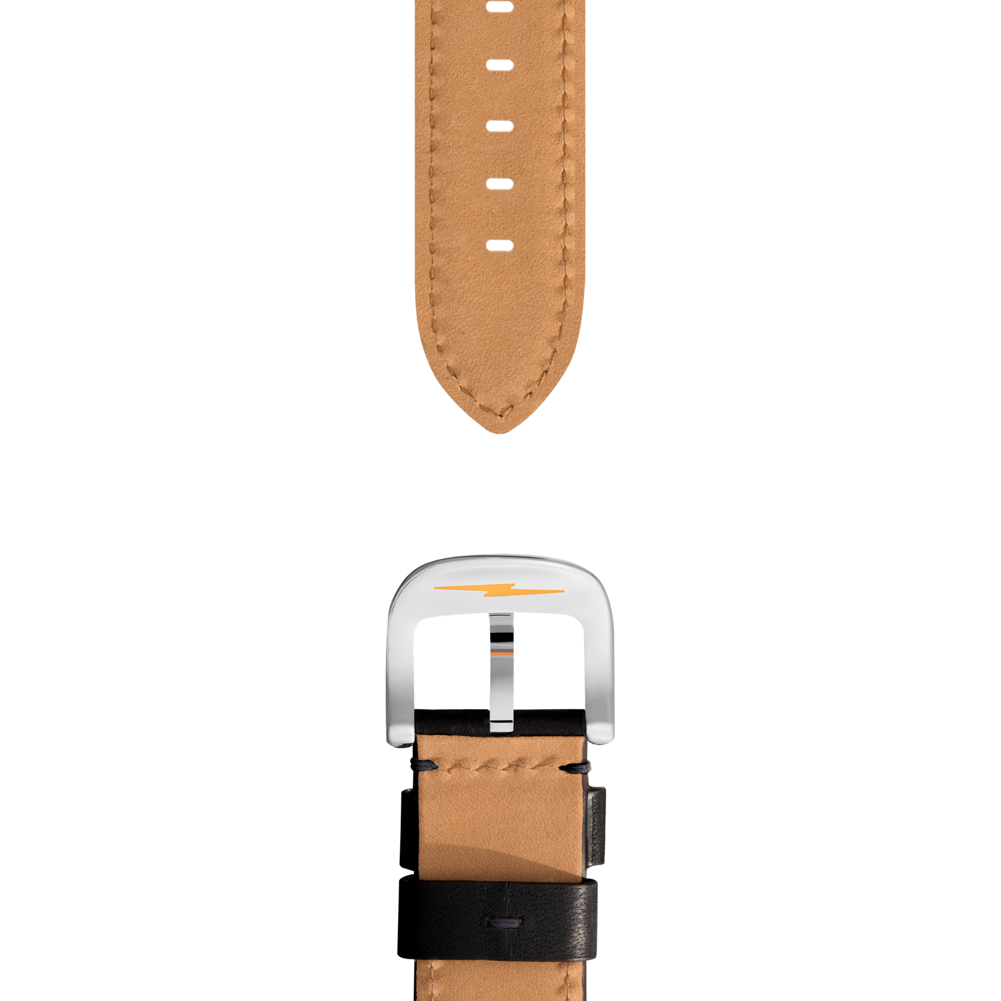 20mm Black Leather Watch Strap - Black - Image 2