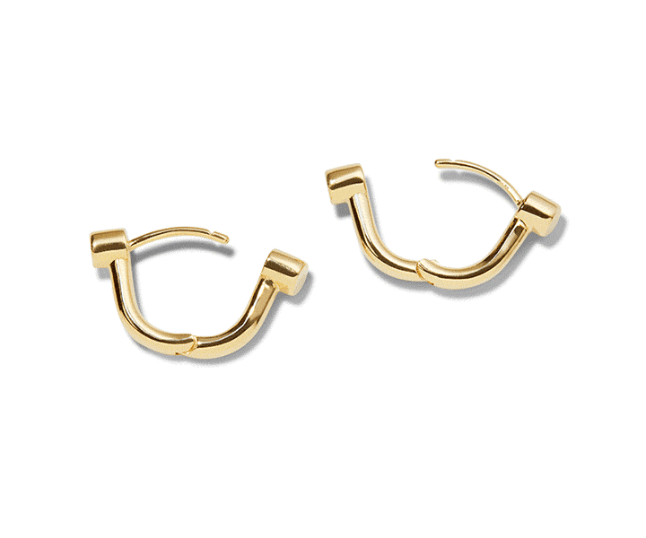 Diamond Bike Lock Huggie Earrings - Yellow Gold - Image 4