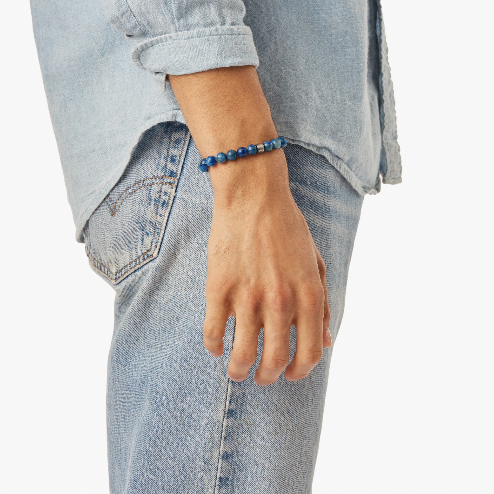 8mm Beaded Lapis Bracelet - Lapis - Image 2