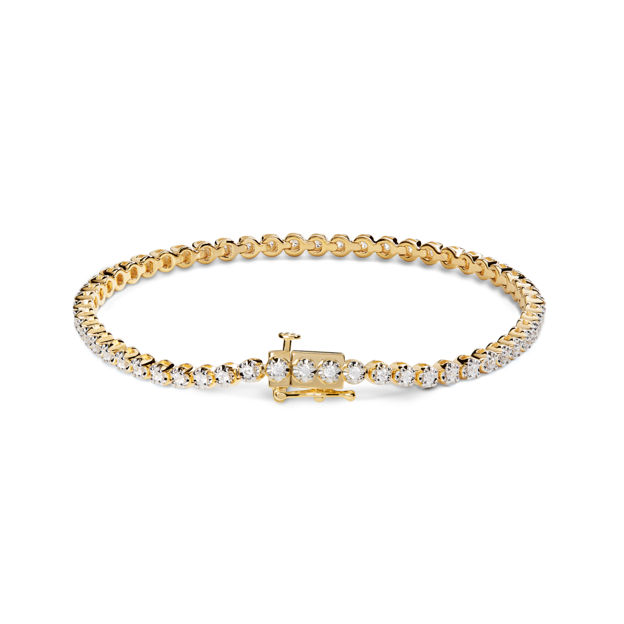 1 Carat 7 Diamond Tennis Bracelet - Yellow Gold - Image 2