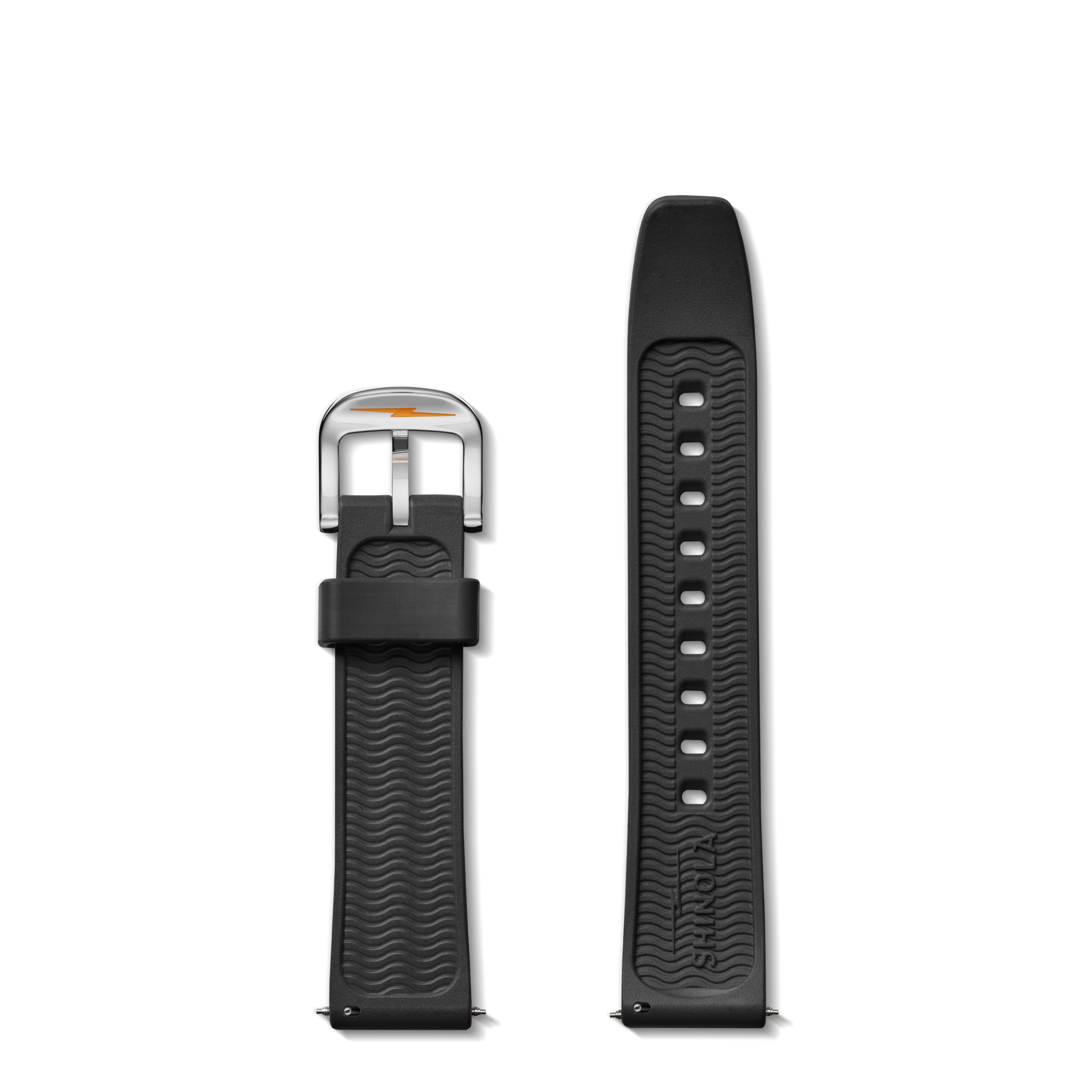 20mm Black Rubber Watch Strap - Black - Image 2