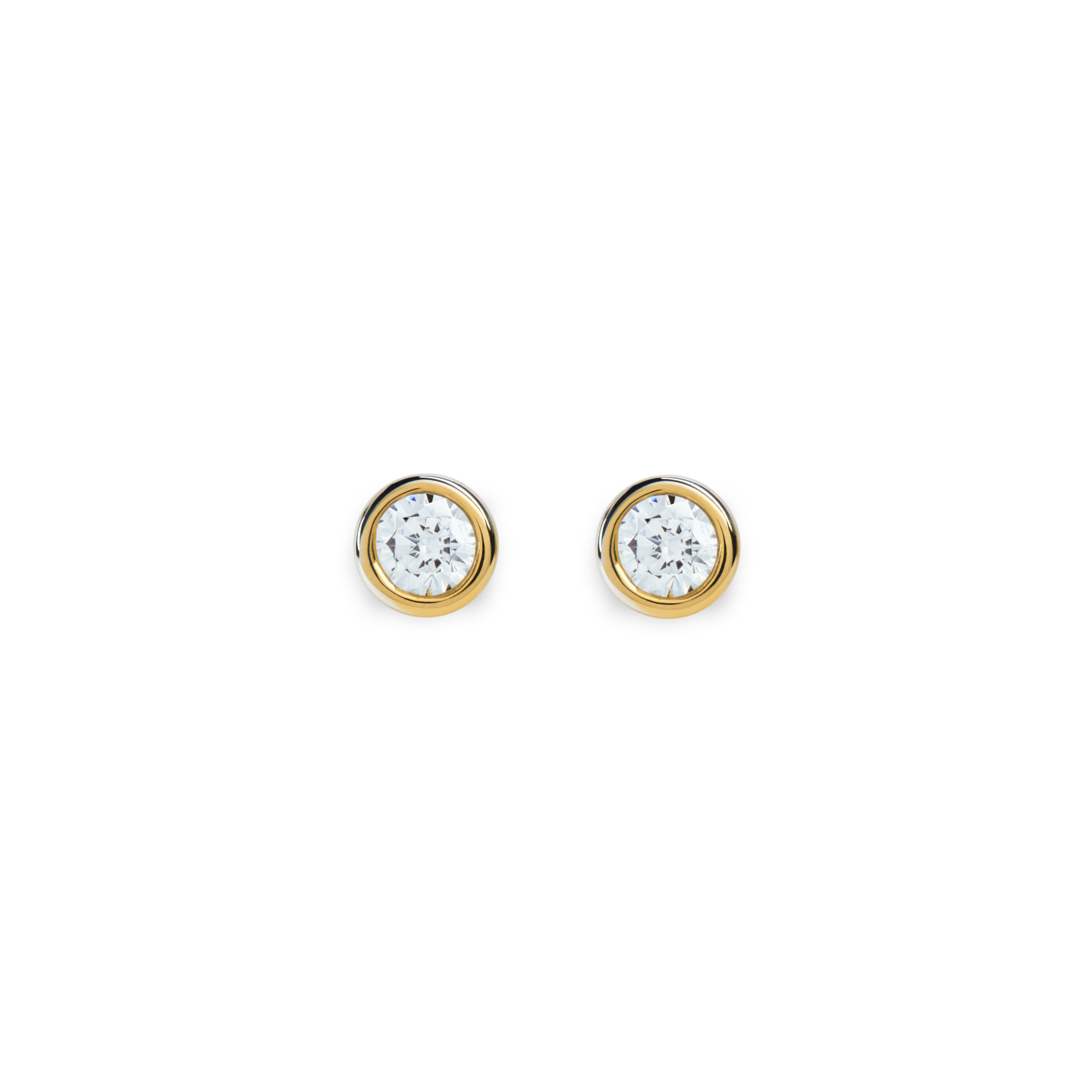 1/4 Carat Round Diamond Bezel Studs - Yellow Gold - Image 3
