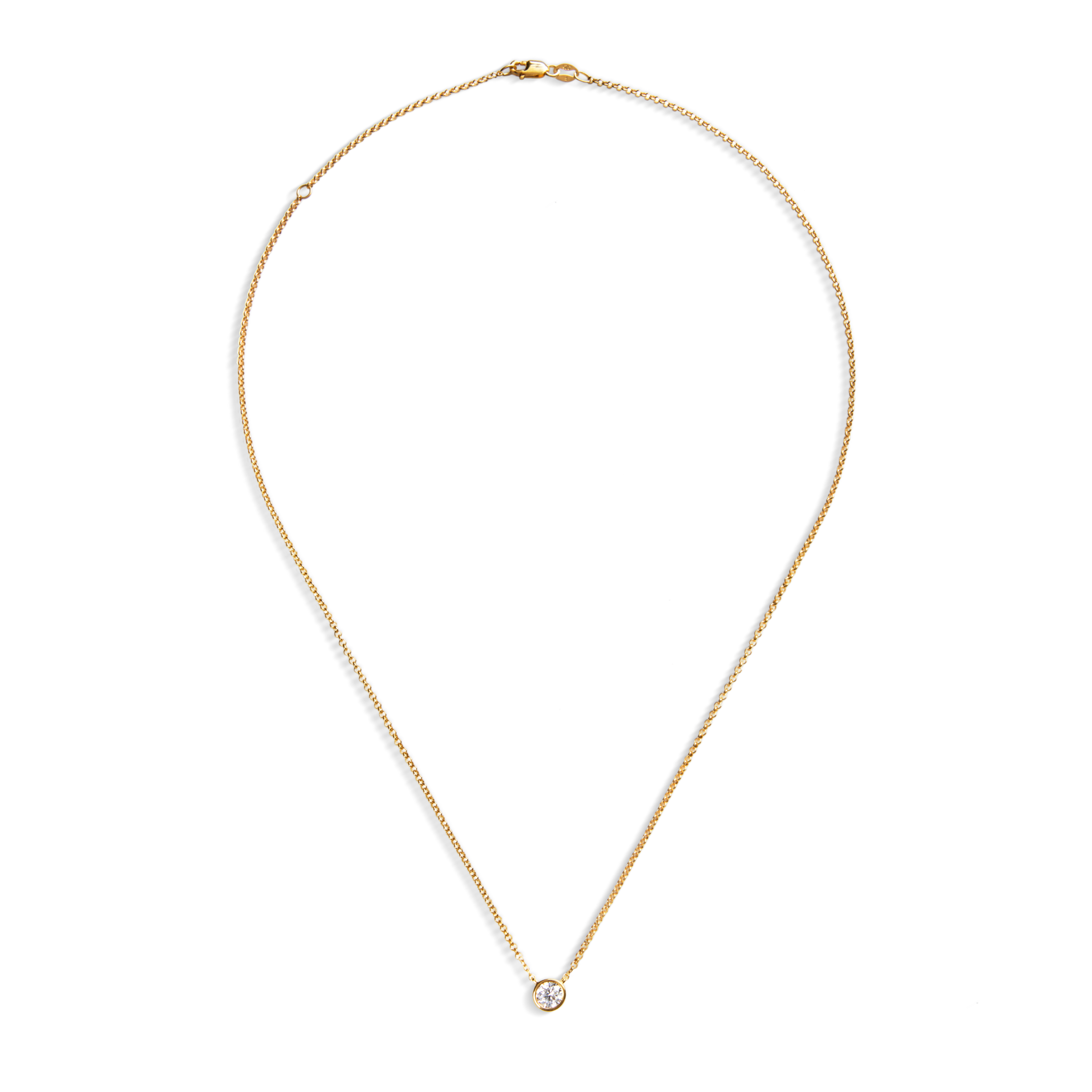 1/2 Carat Round Diamond Necklace - Yellow Gold - Image 3