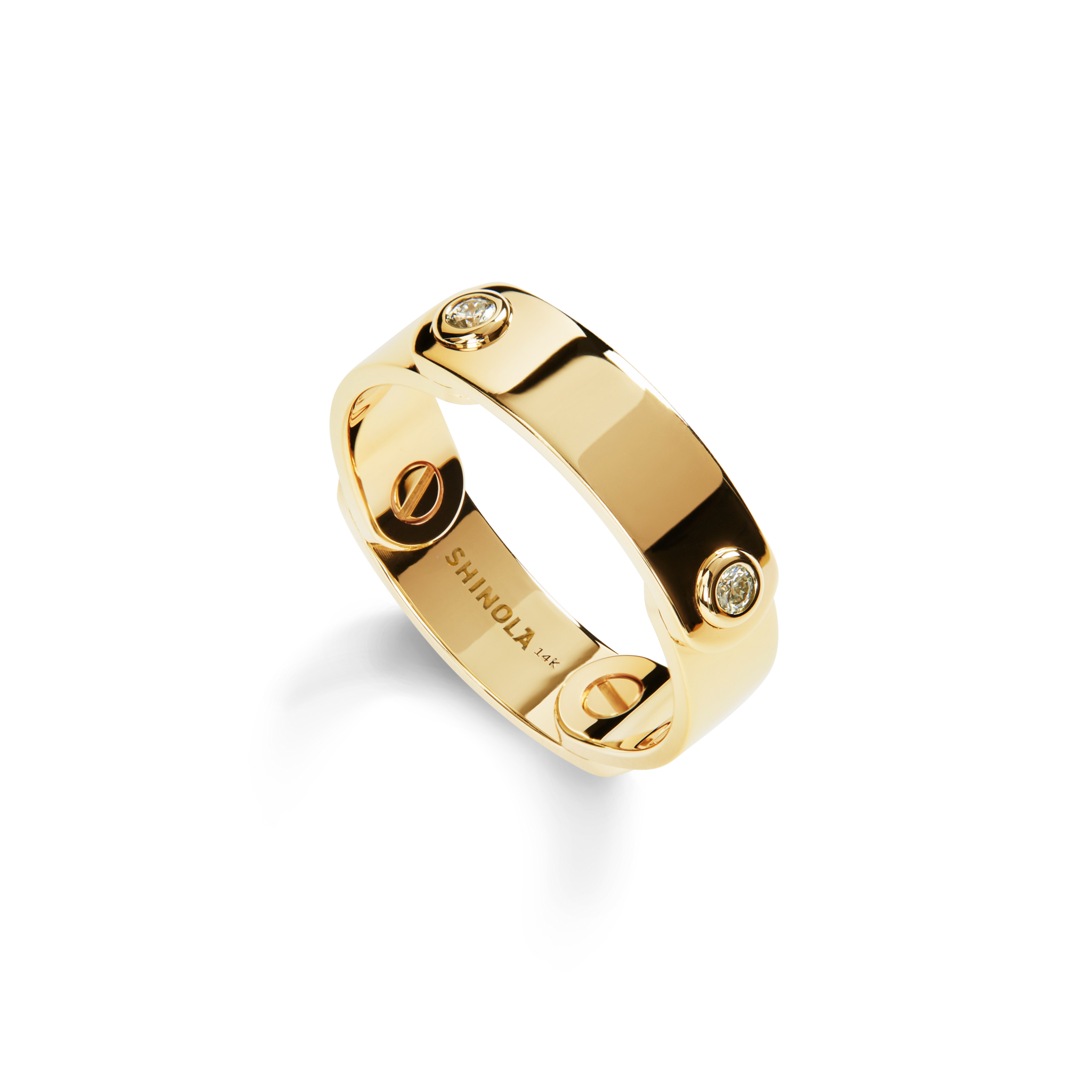 Diamond Rivet Plaque Ring - Yellow Gold - Image 2