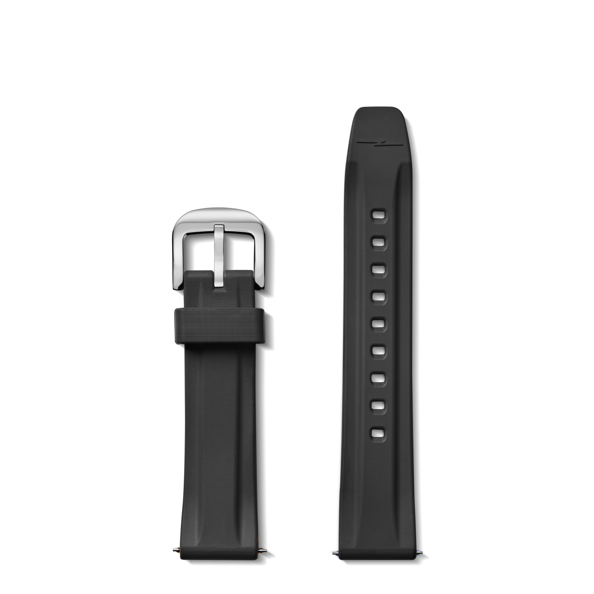 20mm Black Rubber Watch Strap - Black