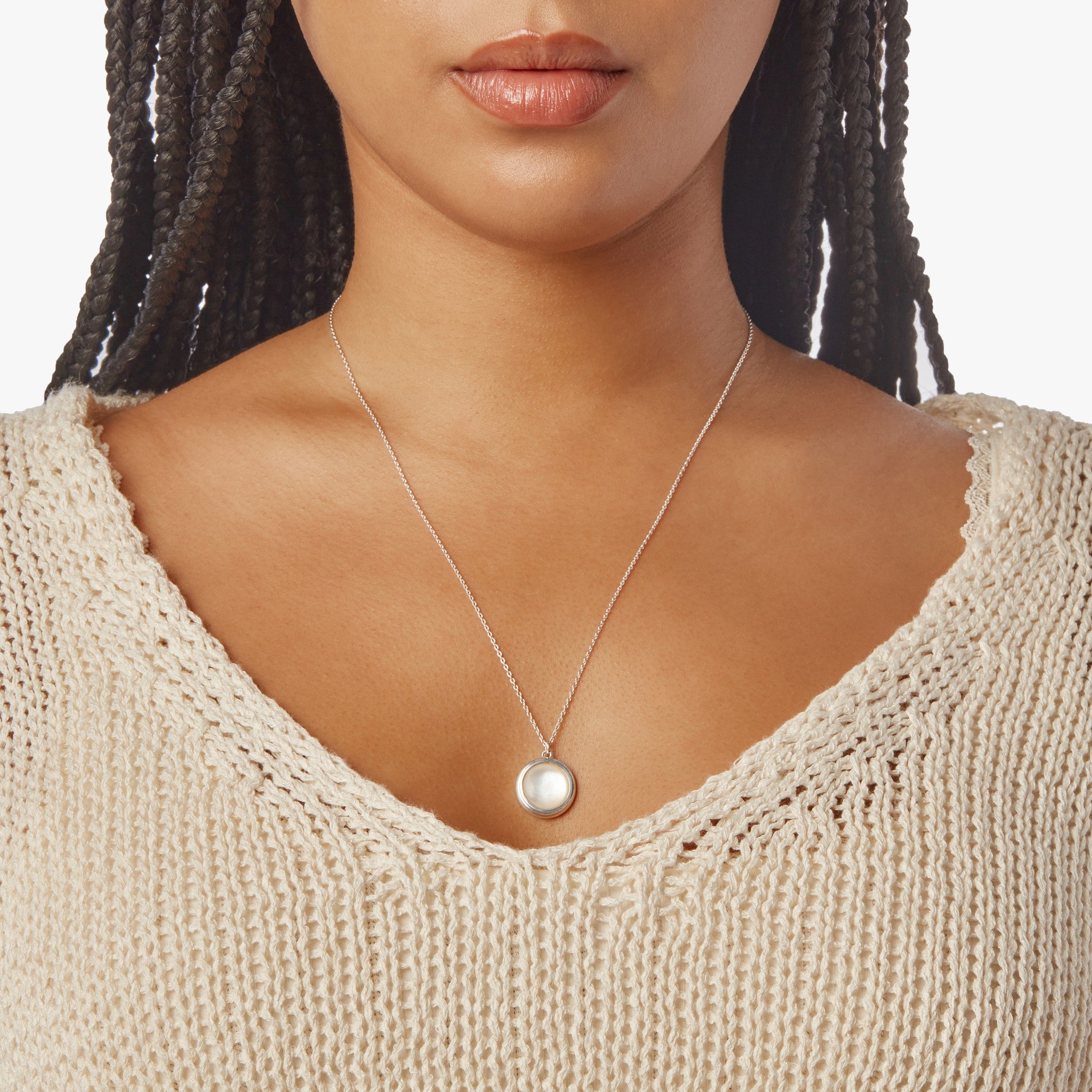 Heirloom Mother of Pearl Pendant Necklace - Sterling Silver - Image 8