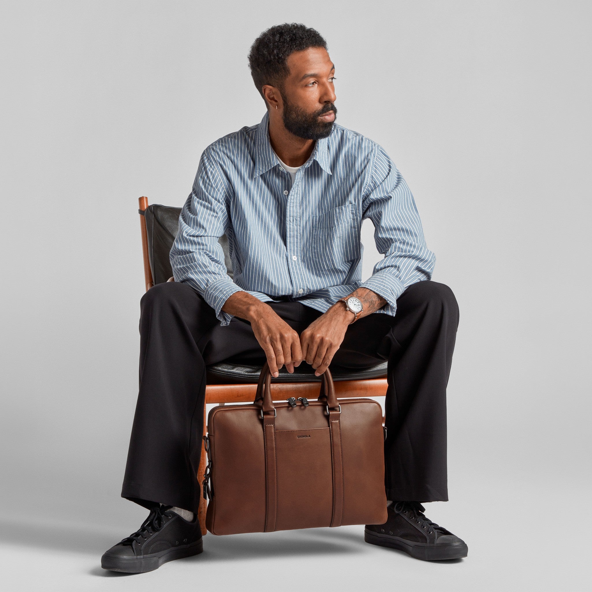 Computer Briefcase - Medium Brown - Image 2