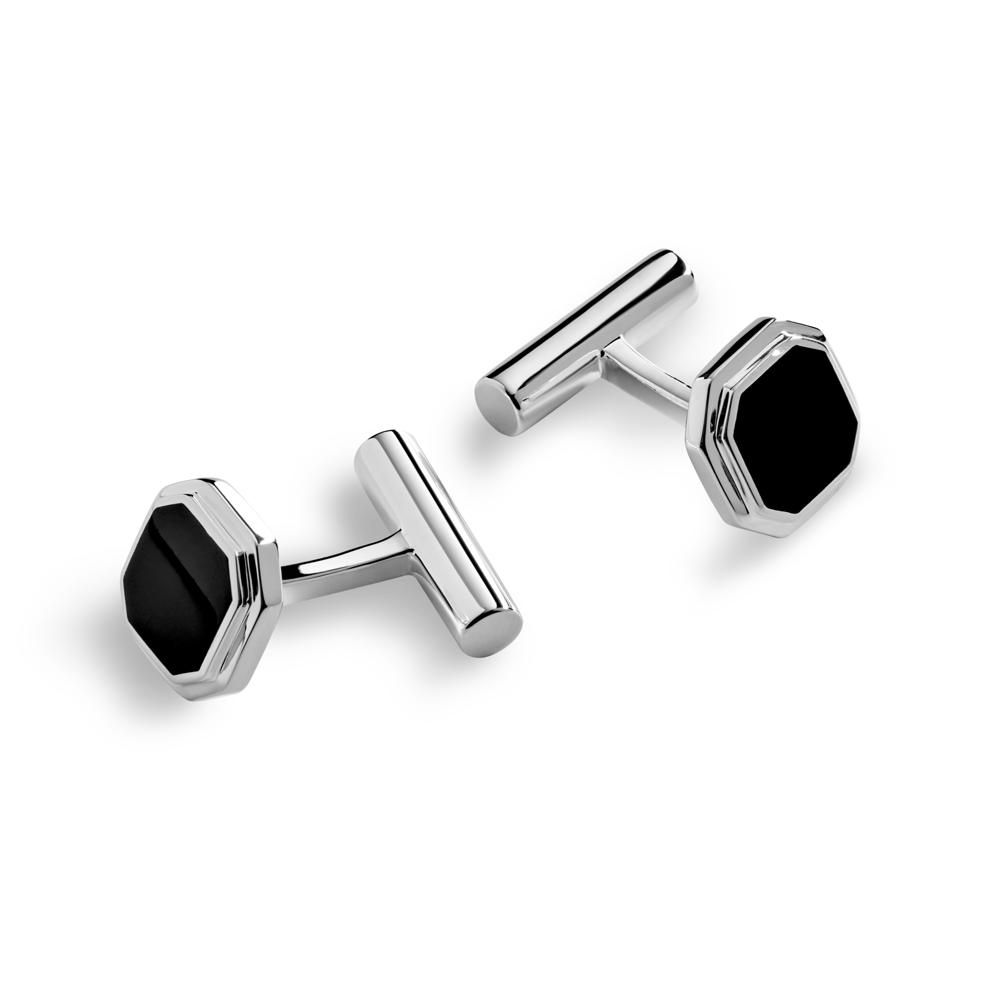 Octagonal Onyx Inlay Cufflinks - Image 3