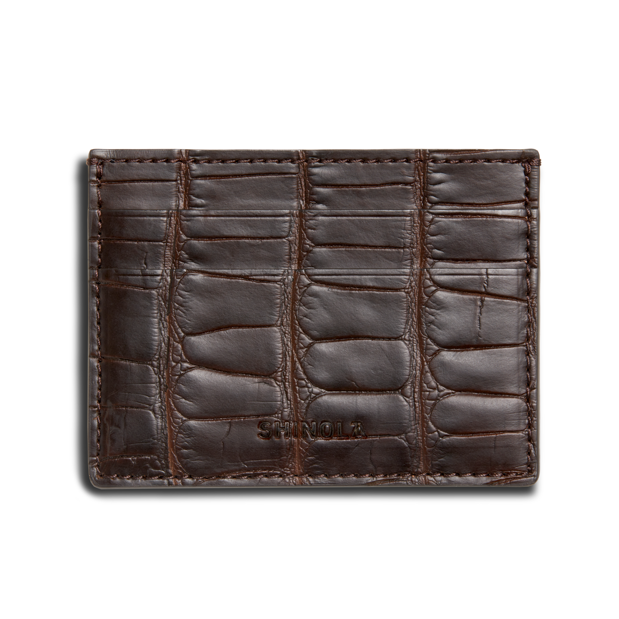 5 Pocket Card Case - Dark Brown Alligator - Image 2
