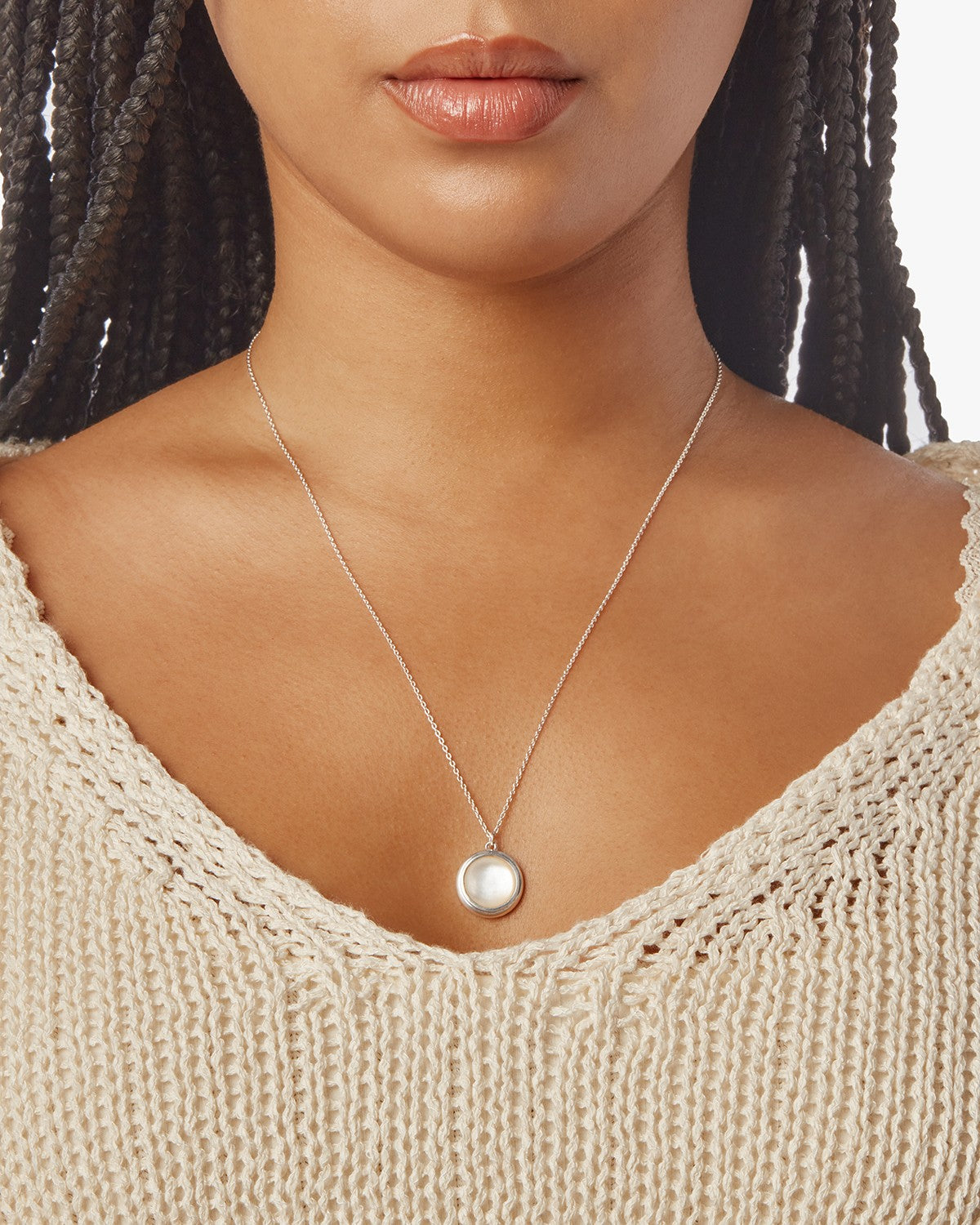 Heirloom Mother of Pearl Pendant Necklace - Sterling Silver - Image 7