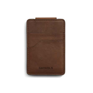 Magnetic Money Clip Card Holder - Medium Brown