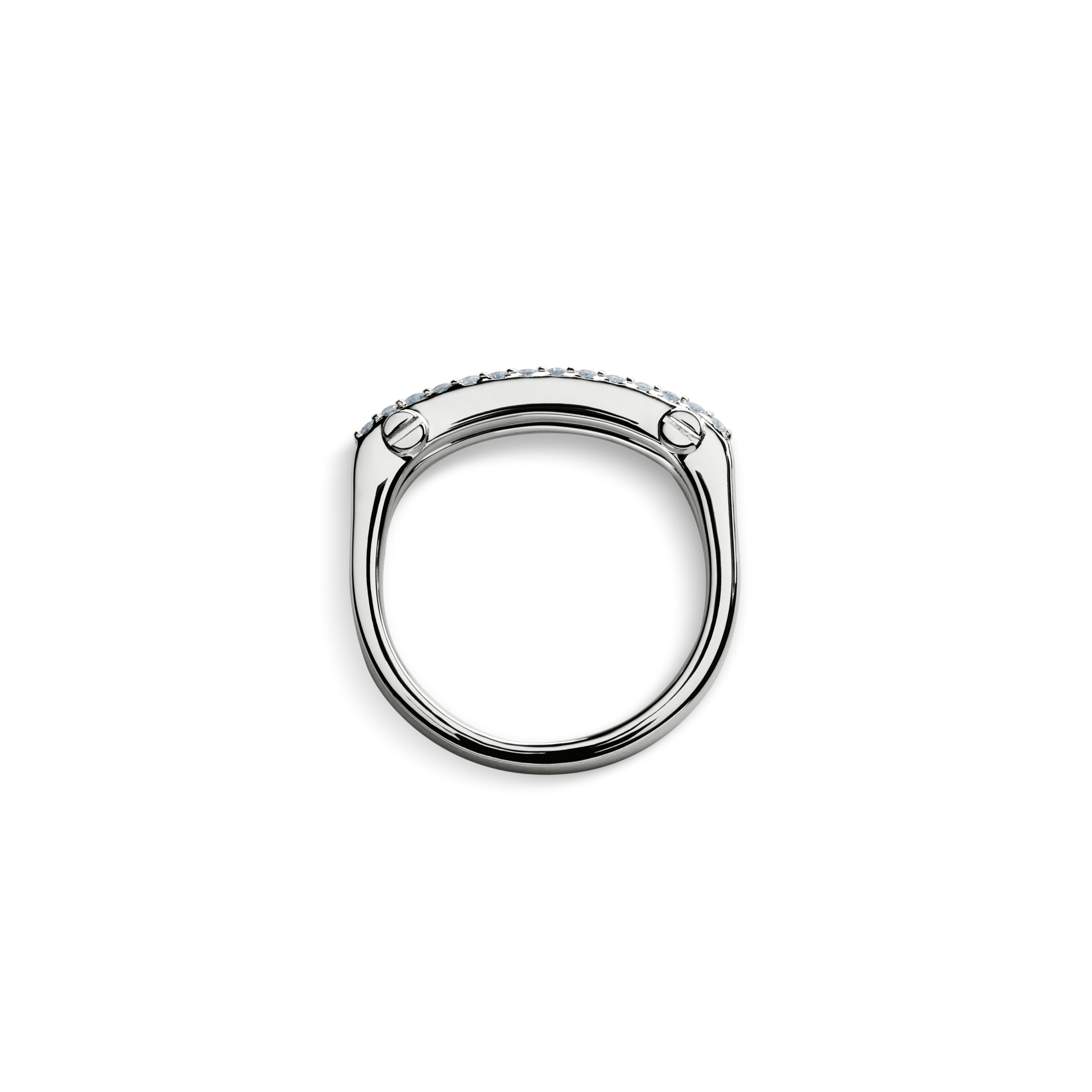 Diamond Pave Rivet Double Row Ring - White Gold - Image 5