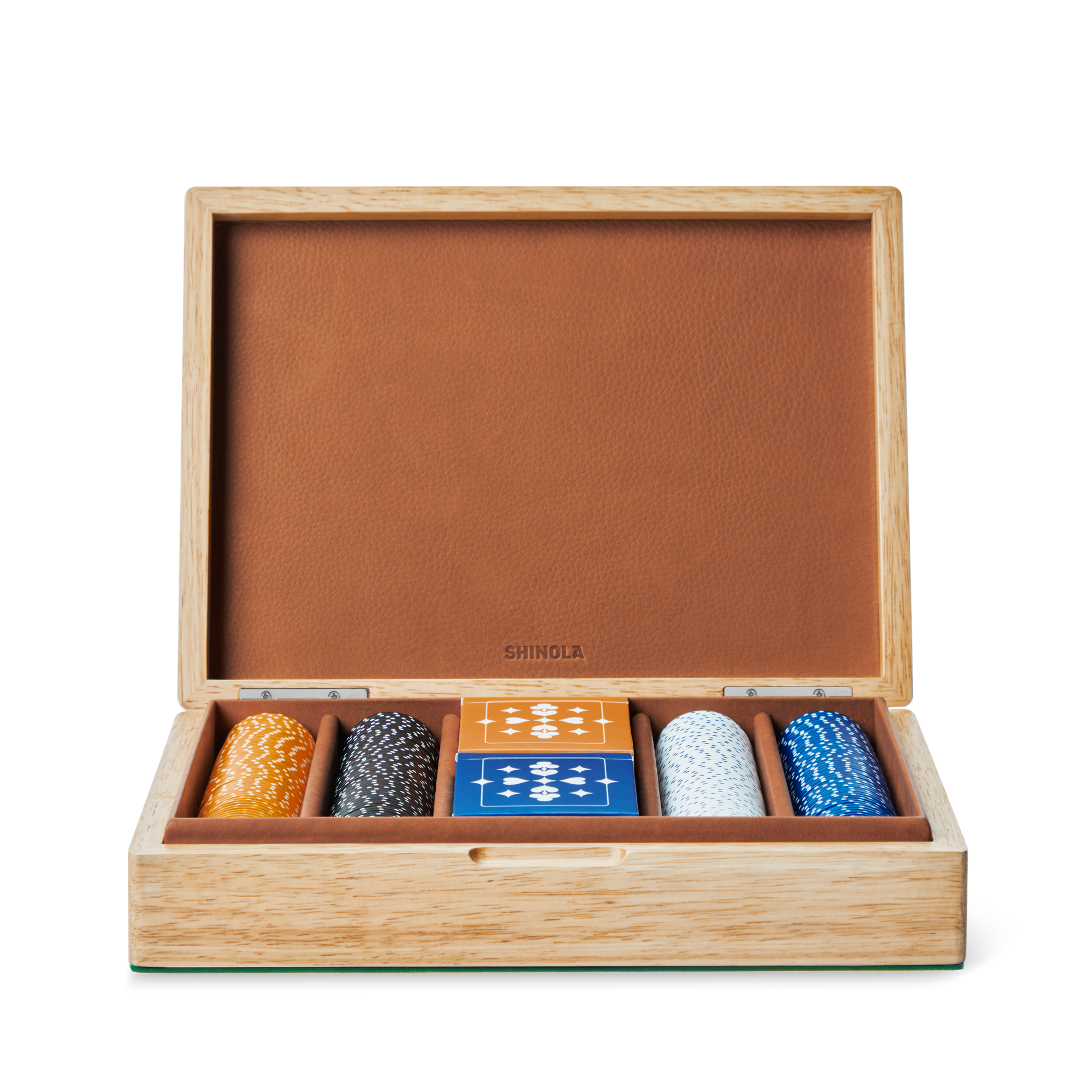 Lacquered Wood Poker Set - Cream / Blue - Image 5