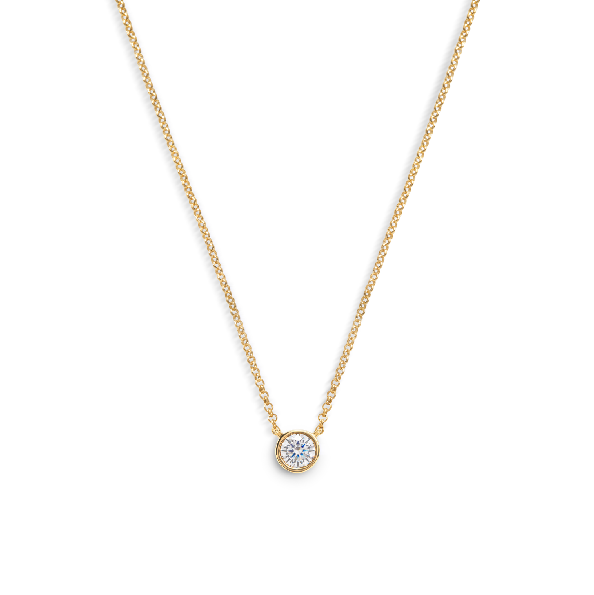 1/2 Carat Round Diamond Necklace - Yellow Gold