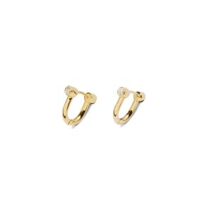 Diamond Bike Lock Huggie Earrings - Yellow Gold