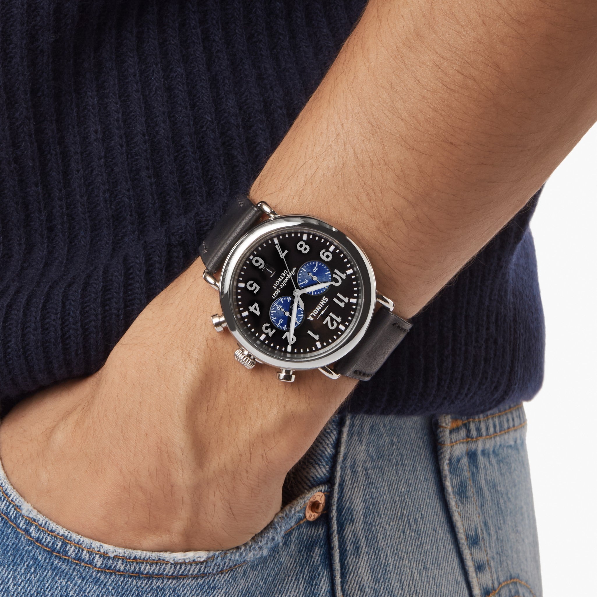 Runwell Chronograph Watch - Glossy Black - Image 2