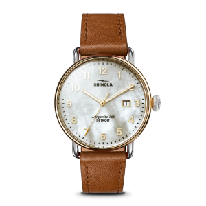 Canfield Watch - MOP Tan Leather Strap