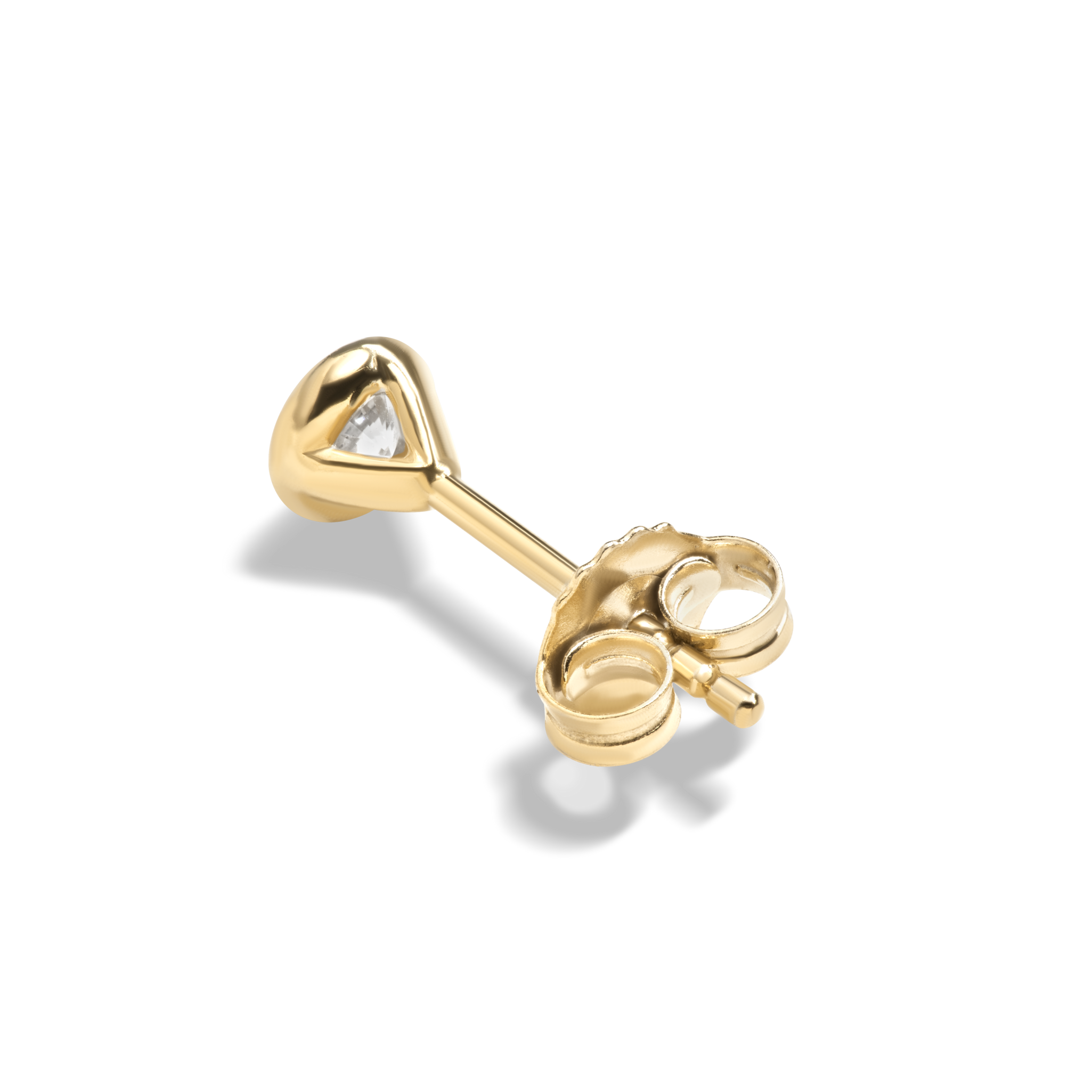 1/4 Carat Round Diamond Bezel Studs - Yellow Gold - Image 5