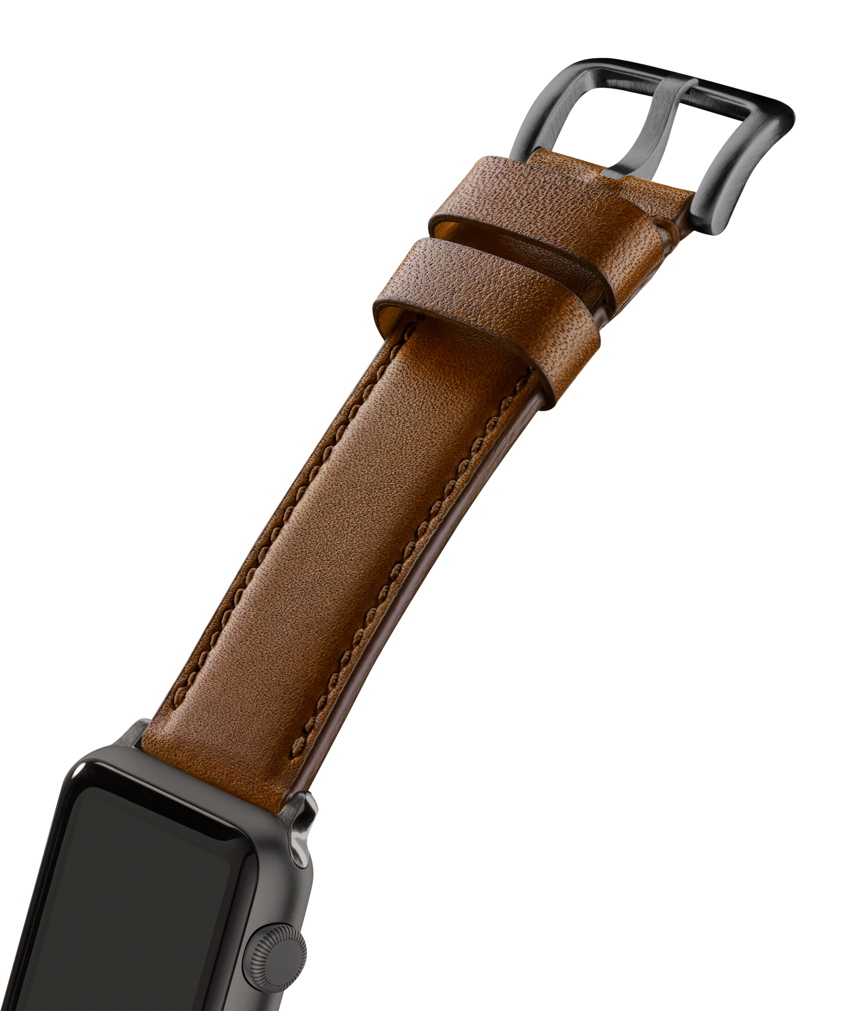 20mm Dark Nut Brown Leather Apple Watch Strap - Dark Nut Brown - Image 3