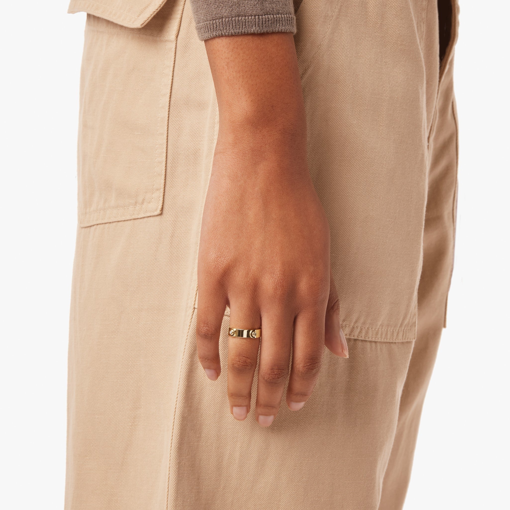 Diamond Rivet Plaque Ring - Yellow Gold - Image 3