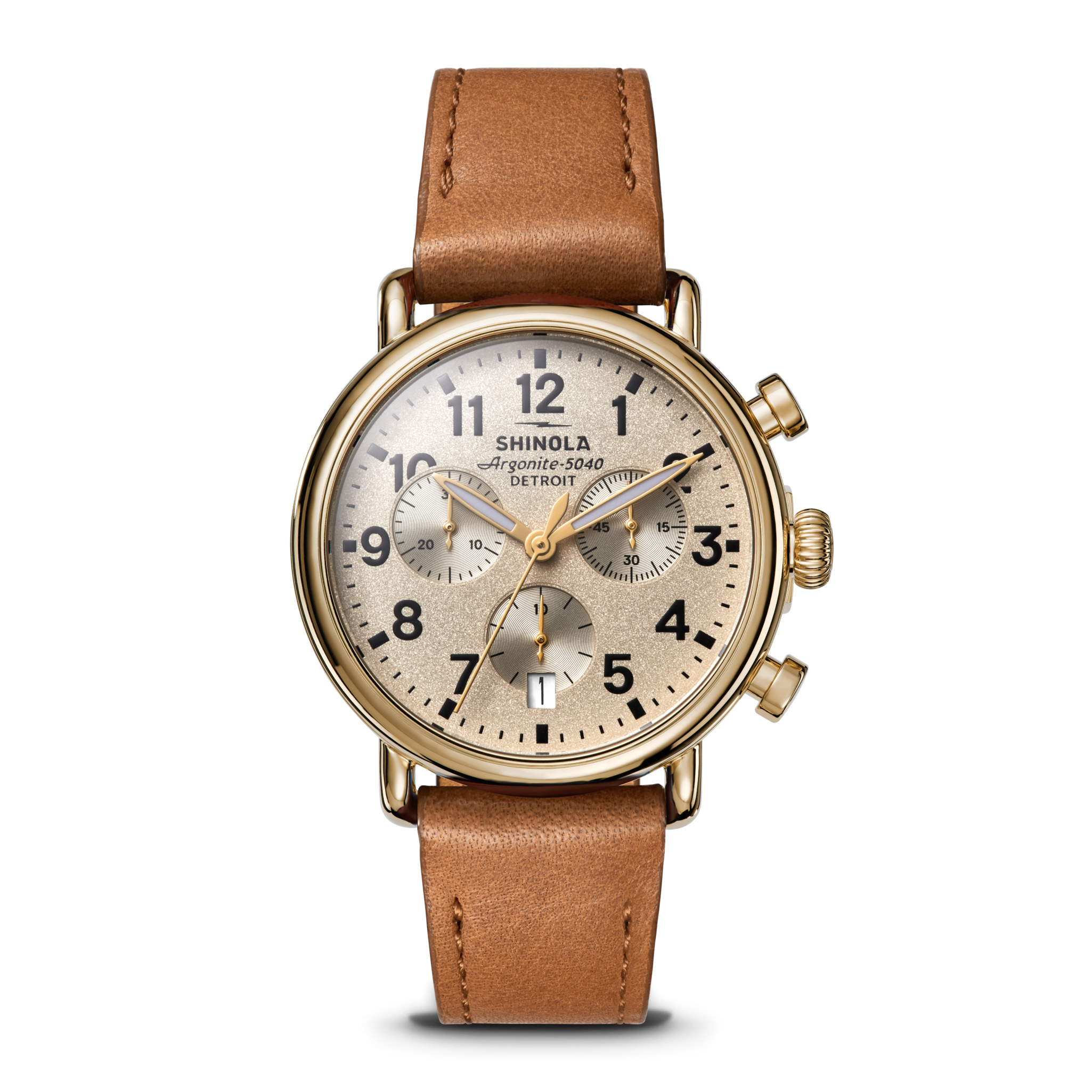 Runwell Chronograph Watch - Tan Leather Strap