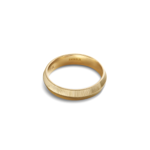 4mm Textured Beveled Yellow Gold Band