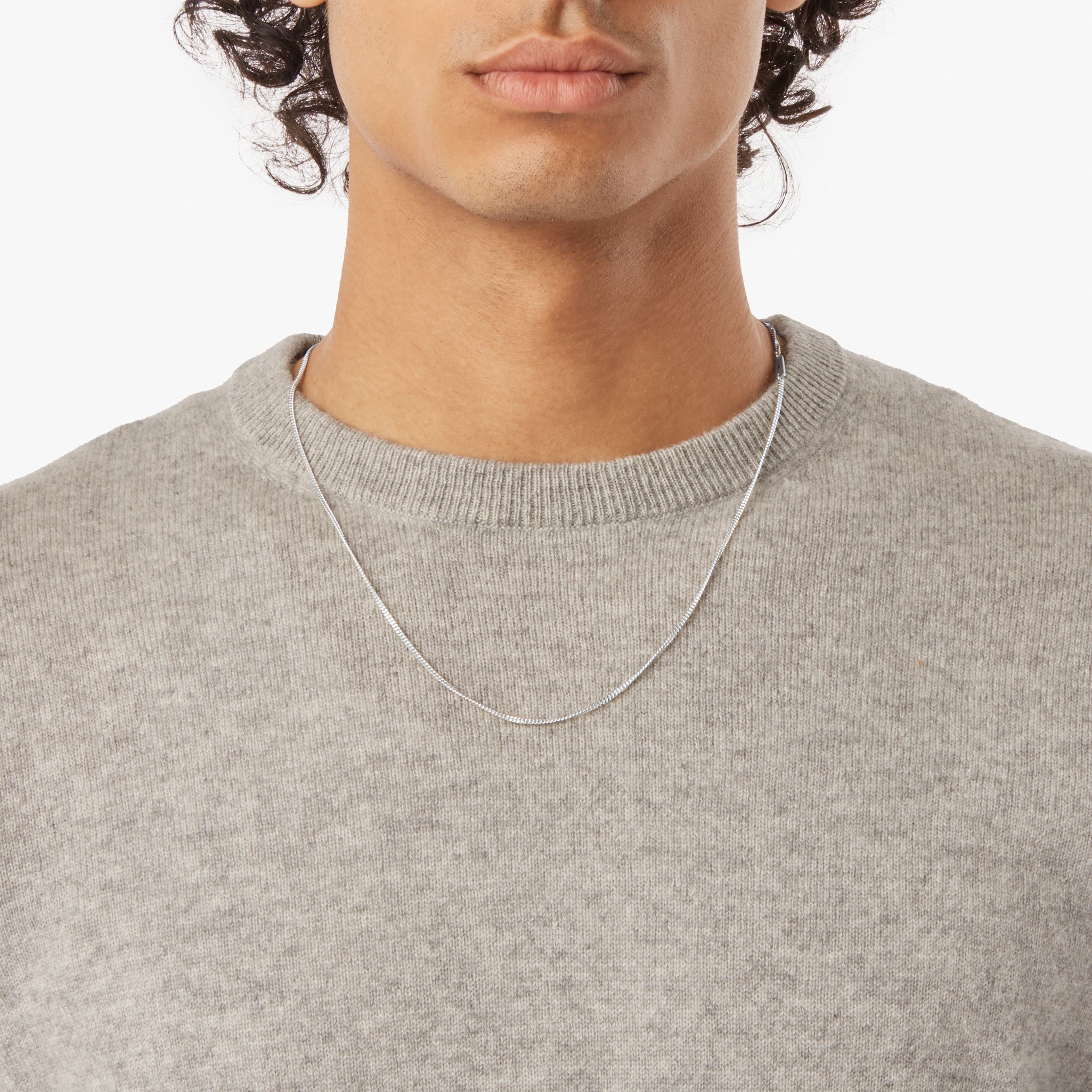 Simple Curb Chain Necklace - Sterling Silver - Image 2