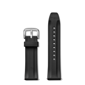 24mm Black Rubber Watch Strap - Black