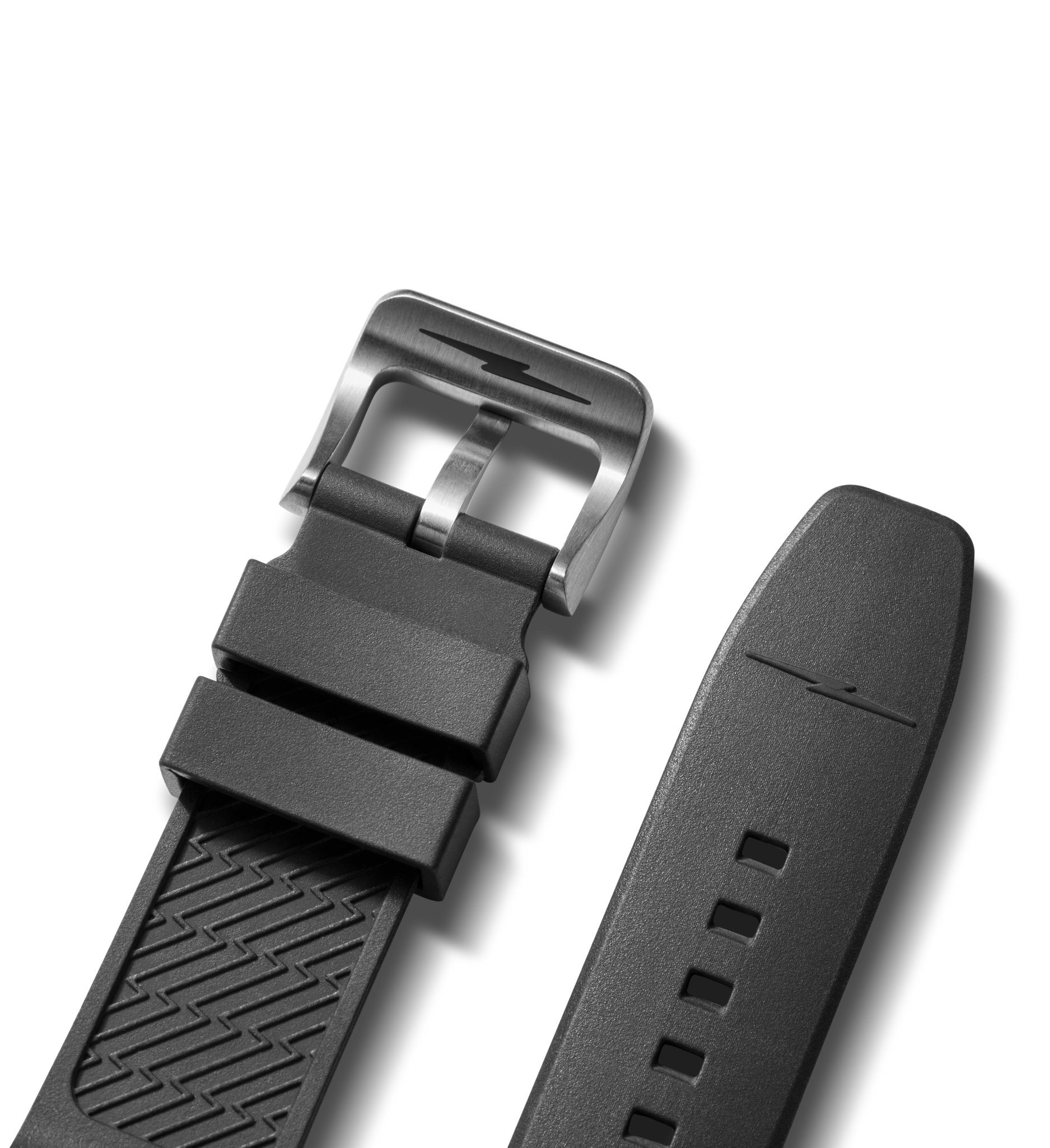 22mm Black Expandable Dive Rubber Watch Strap - Black - Image 3