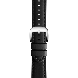 20mm Black Leather Watch Strap - Black