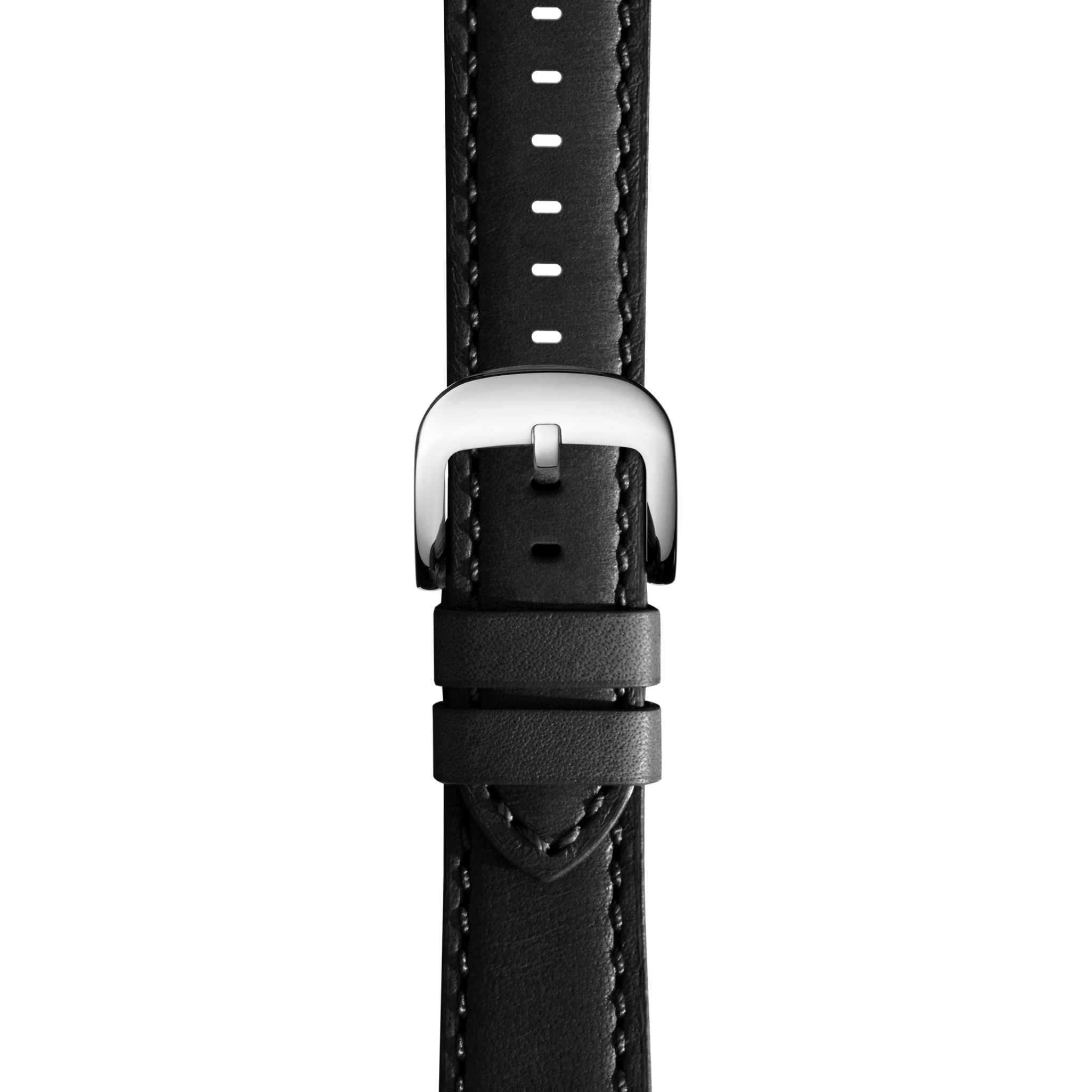 22mm Black Leather Watch Strap - Black