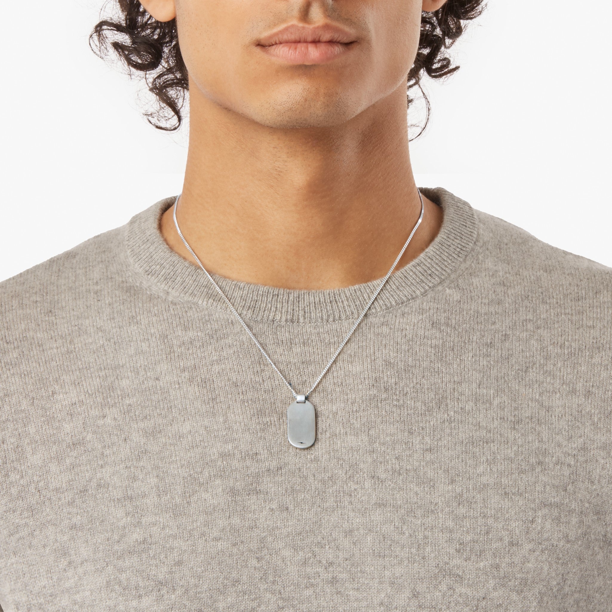 Tag Curb Chain Necklace - Sterling Silver - Image 2