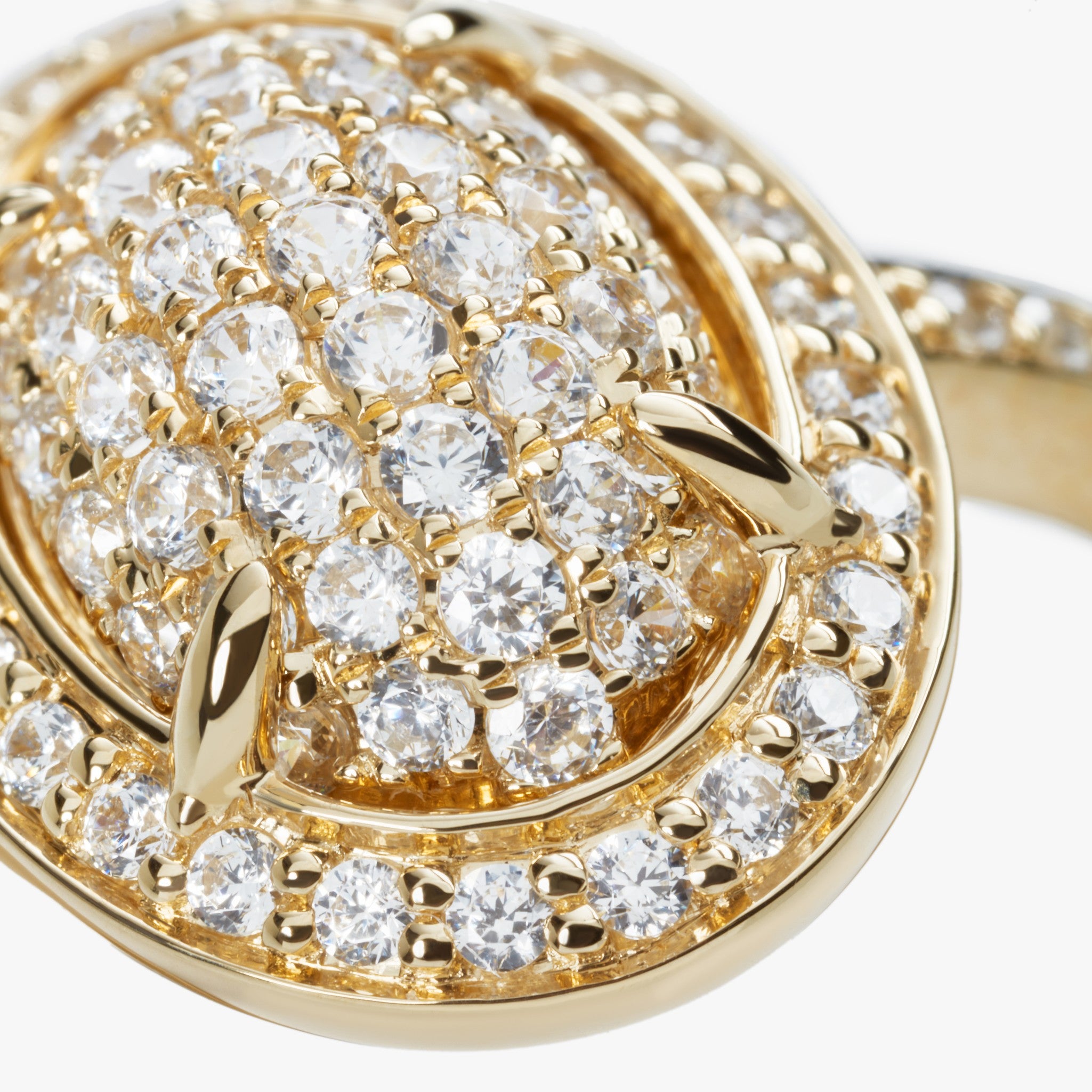 Diamond Pave Oval Ring - Yellow Gold - Image 4