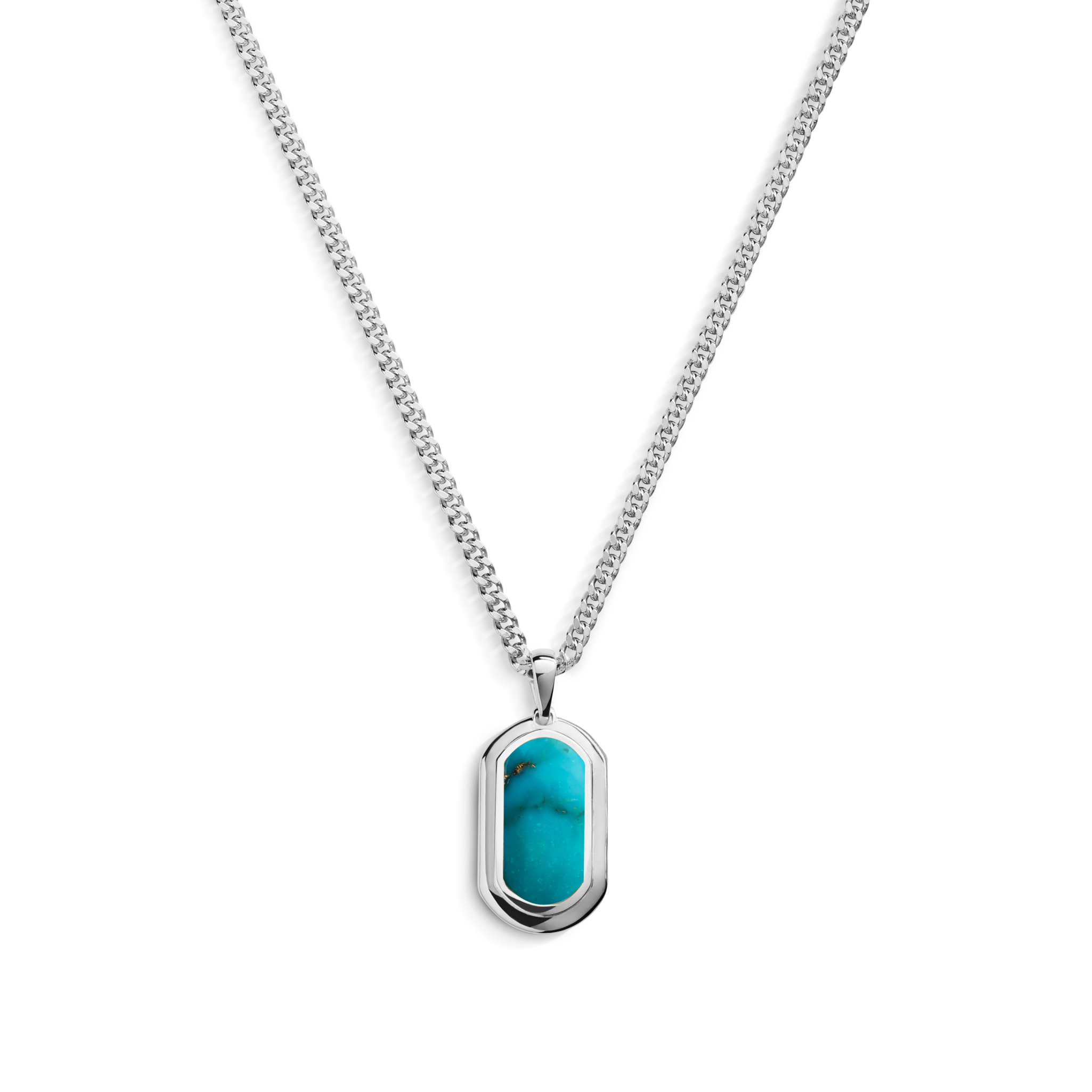 21mm Turquoise Inlay Tag Necklace