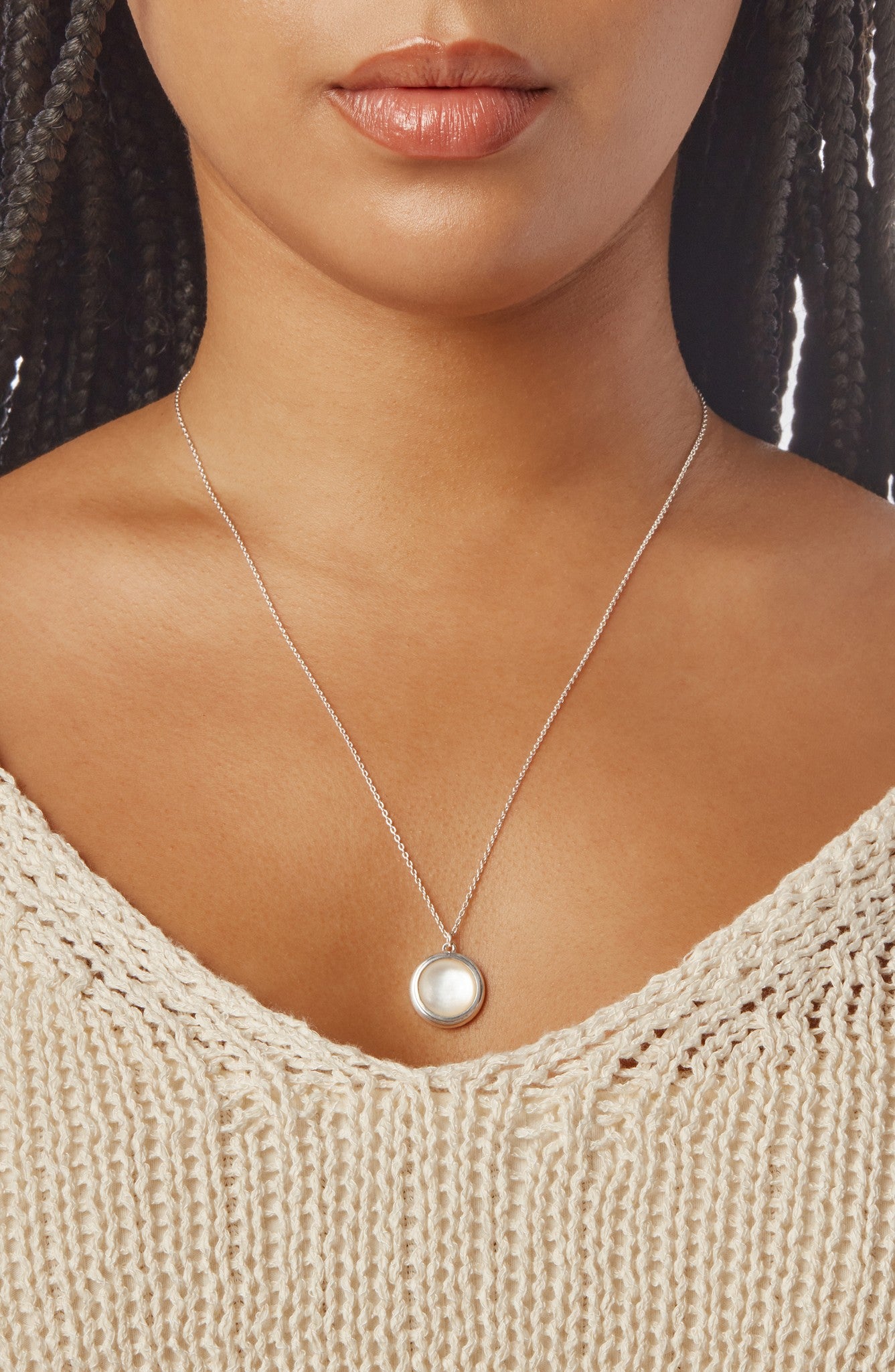 Heirloom Mother of Pearl Pendant Necklace - Sterling Silver - Image 5