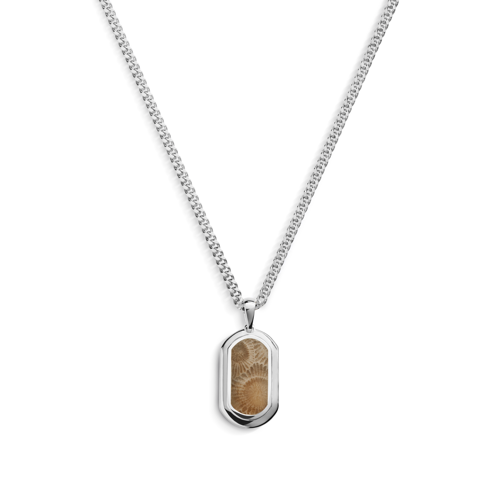 21mm Petoskey Tag Necklace - Sterling Silver