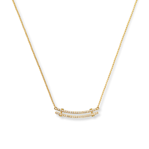 Diamond Pave Rivet Double Row Necklace - Yellow Gold