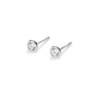 1/4 Carat Round Diamond Bezel Studs - White Gold