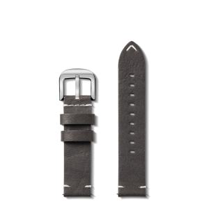 20mm Grizzly Black Leather Watch Strap - Grizzly Black