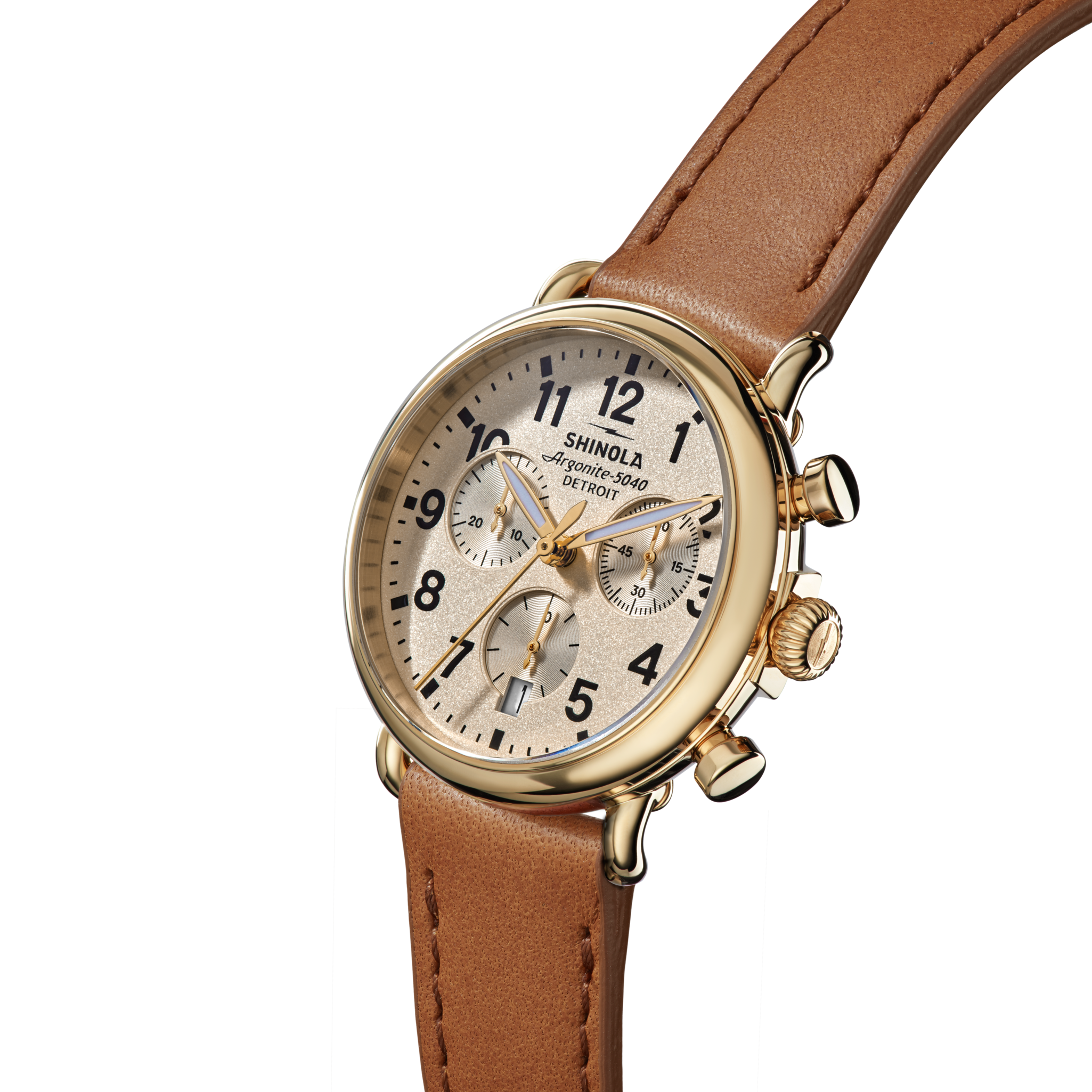 Runwell Chronograph Watch - Tan Leather Strap - Image 3