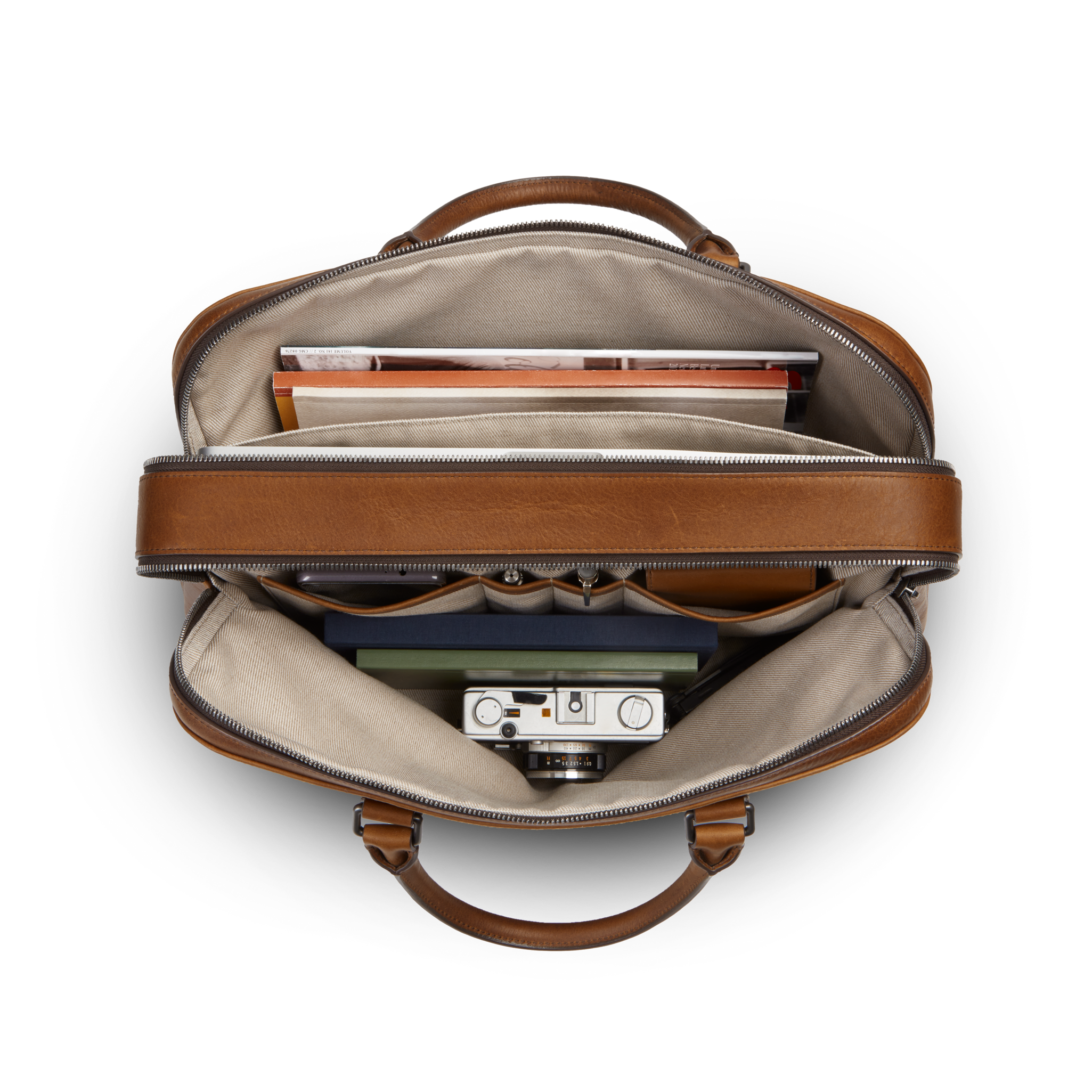 Double Zip Briefcase - Medium Brown - Image 4