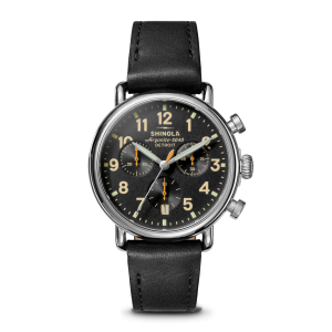 Runwell Chronograph Watch - Black Leather Strap