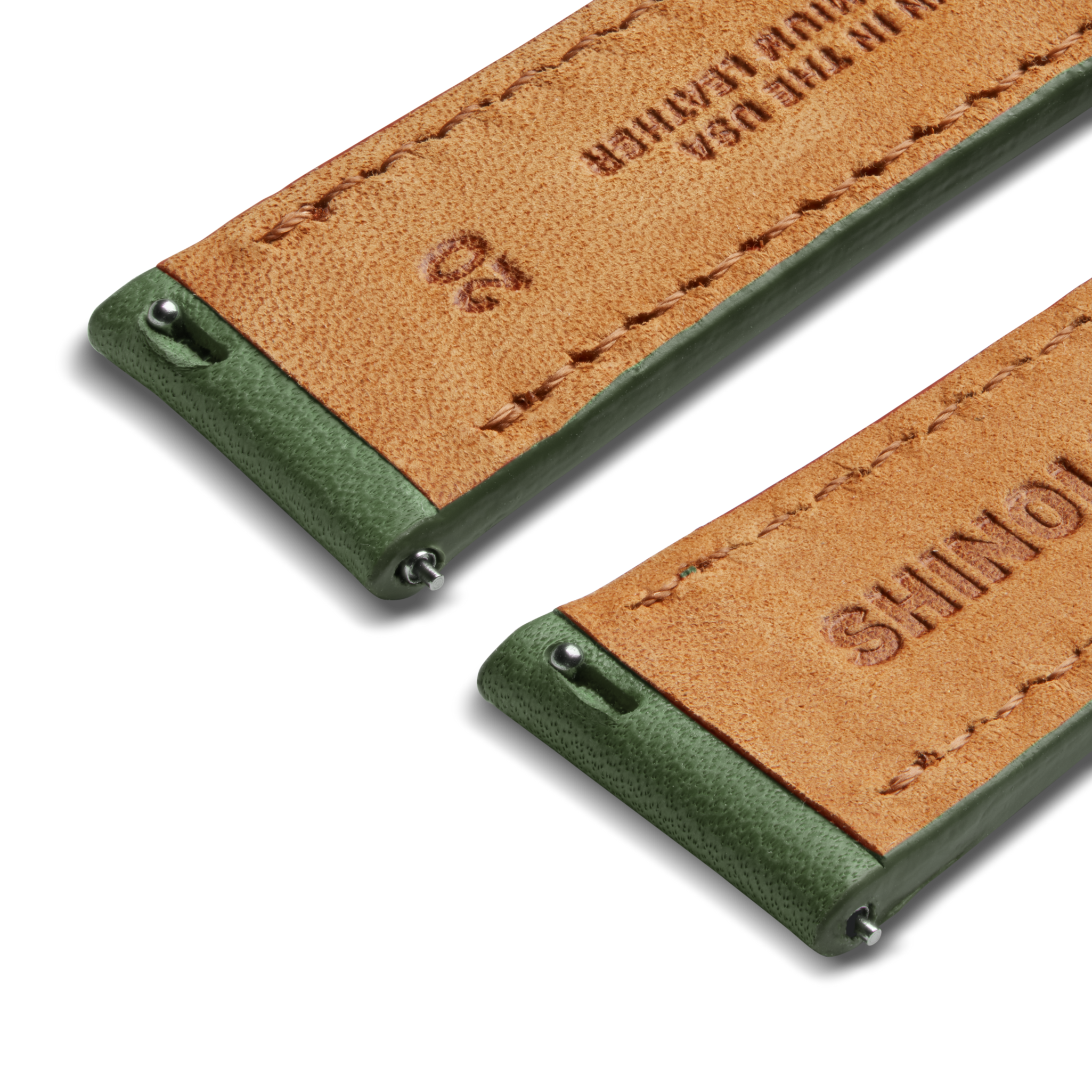 20mm Green Leather Watch Strap - Green - Image 3