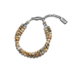 Double Row Petoskey Beaded Bracelet - Sterling Silver