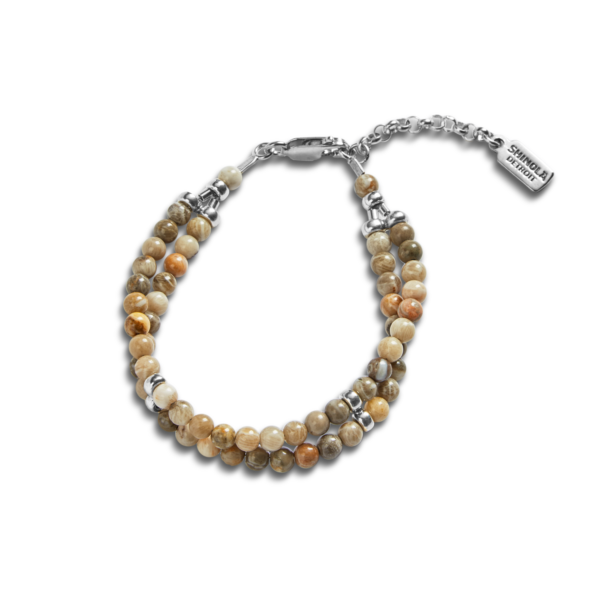 Double Row Petoskey Beaded Bracelet - Sterling Silver