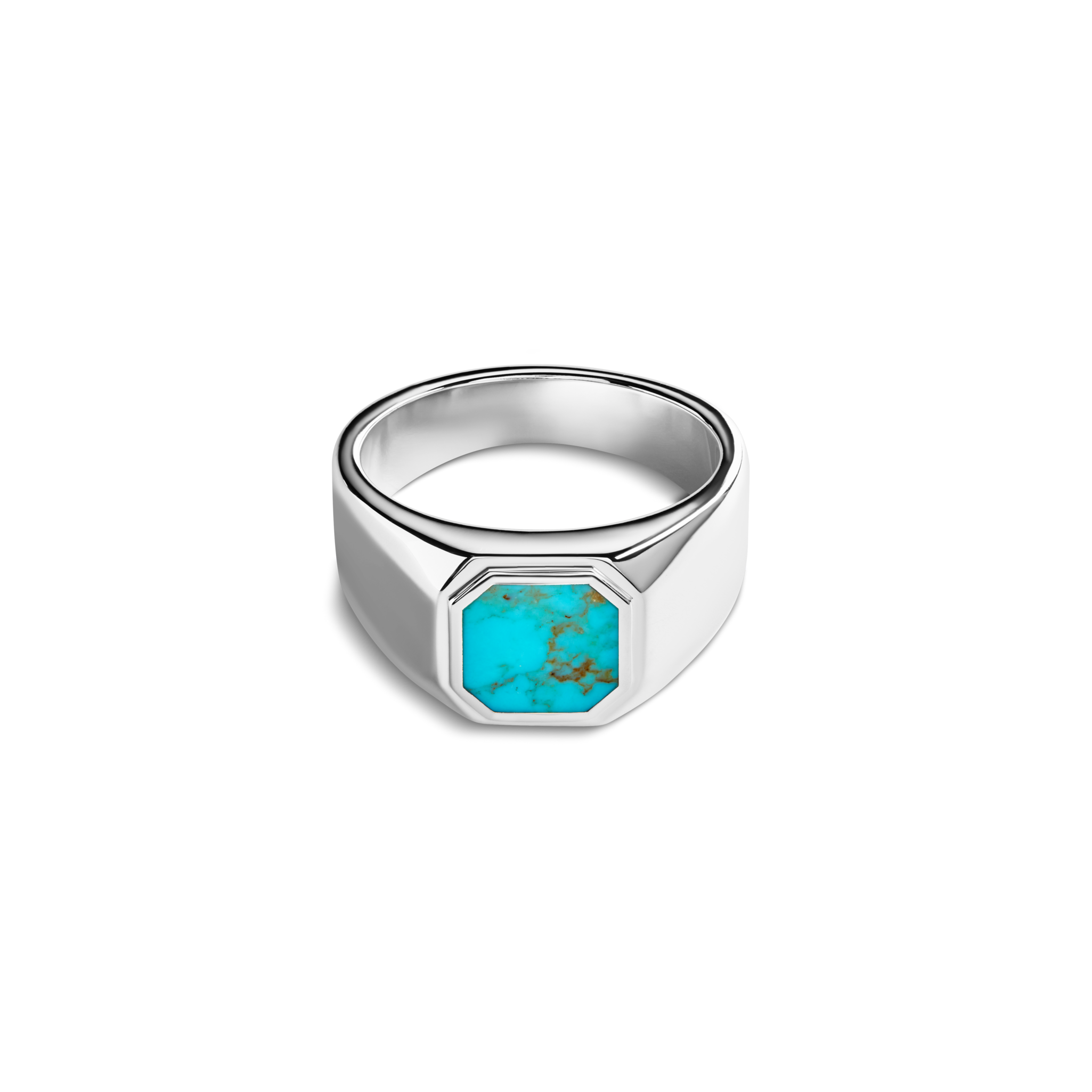 Octagonal Inlay Signet Ring Turquoise