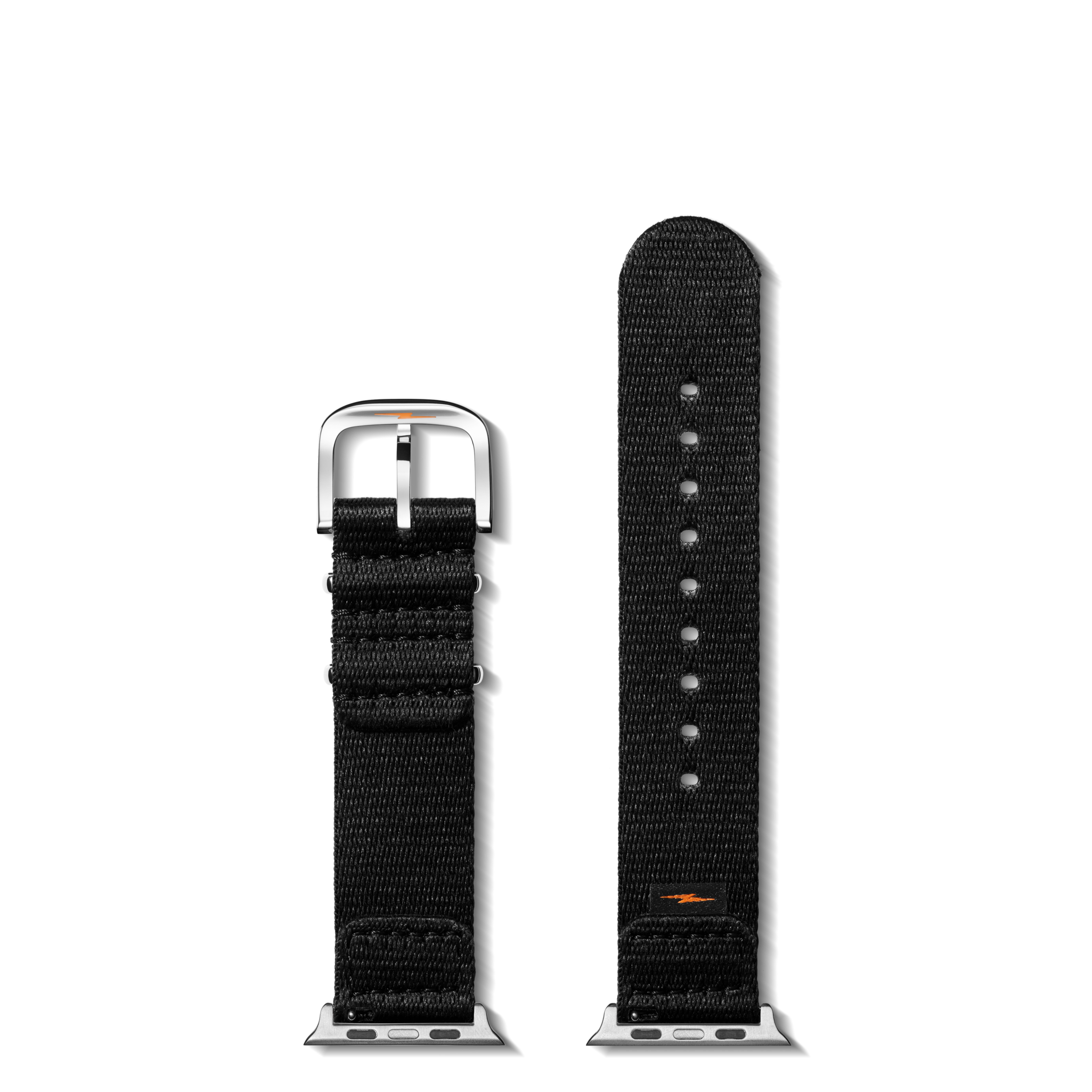 20mm Black Split Nylon Apple Watch Strap - Black - Image 2