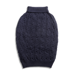 Cable Knit Dog Sweater - Navy