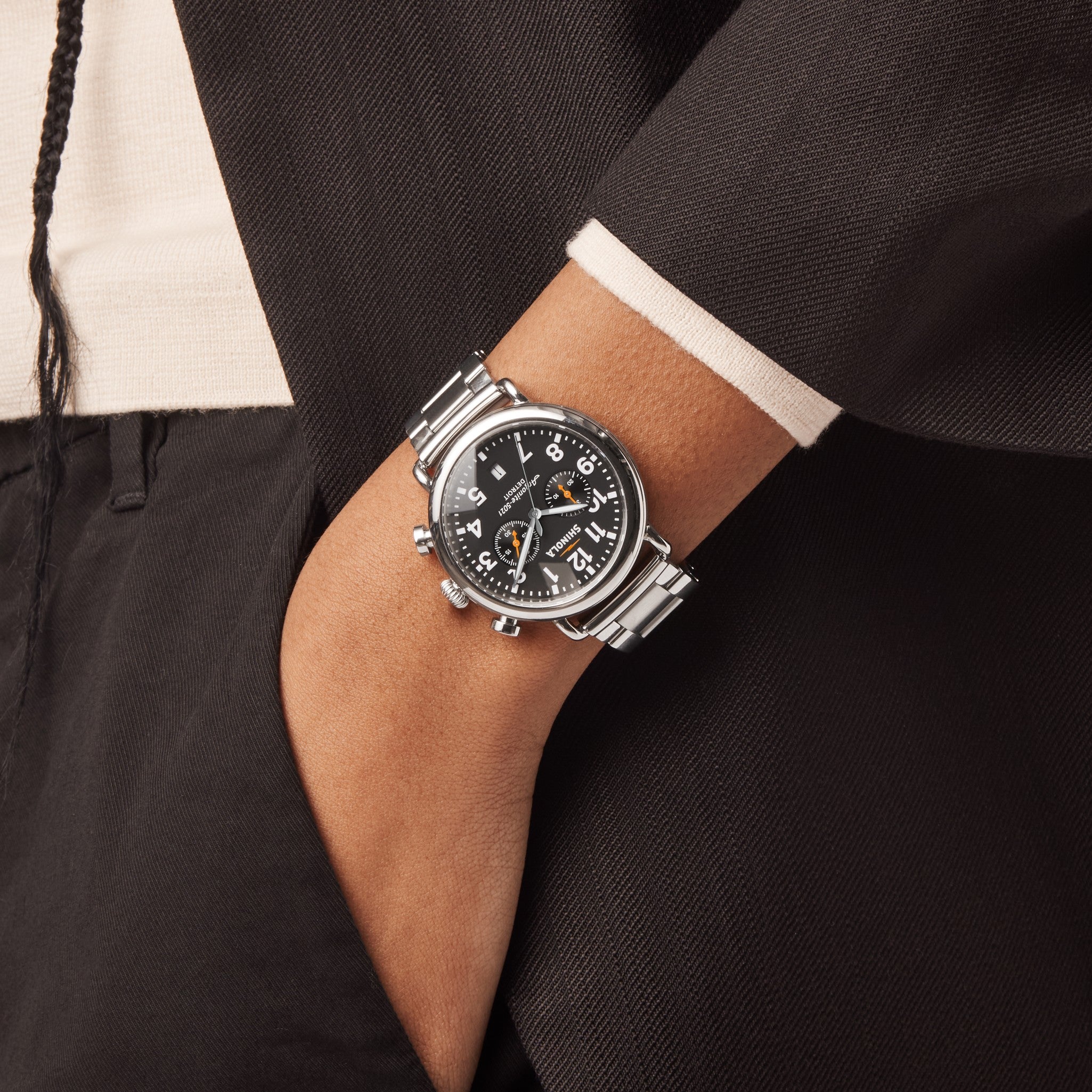 Runwell Chronograph Watch - Black - Image 6